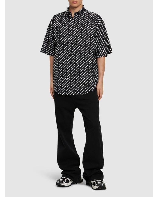 Camicia ampia stencil in cotone di Balenciaga in Black da Uomo