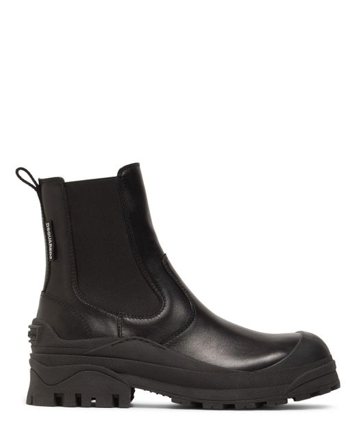 DSquared² Black Urban Leather Chelsea Boots for men