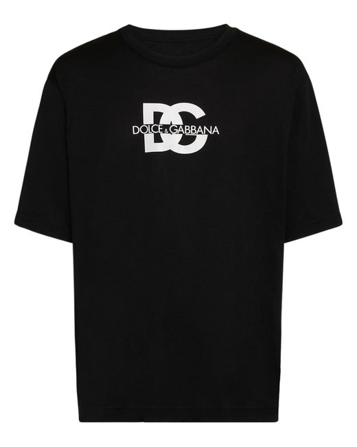 T-shirt en jersey de coton à logo Dolce & Gabbana pour homme en coloris Black