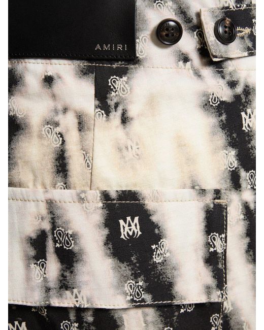 Amiri White Monogram-pattern Cotton Cargo Trousers for men