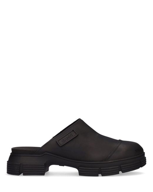 Ganni Black 40mm Recycled Rubber City Mules