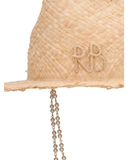 Sombrero fedora de paja con cadena Ruslan Baginskiy de color White