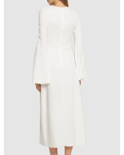 Giambattista Valli White Crepe Long Sleeve Maxi Dress
