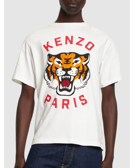 メンズ KENZO Tiger コットンジャージーtシャツ White