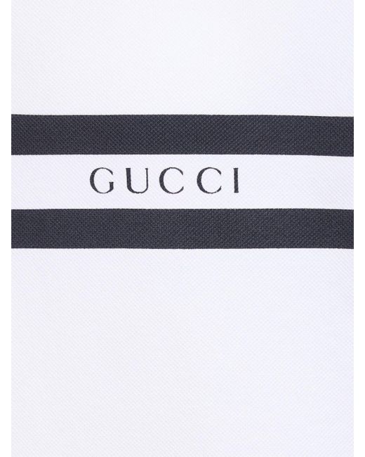メンズ Gucci ストレッチコットンピケポロシャツ White