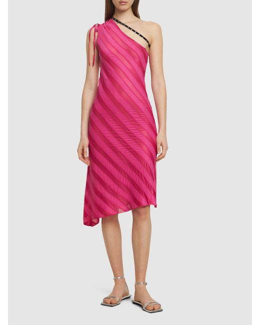 Cormio Pink Alana Embellished One Shoulder Dress