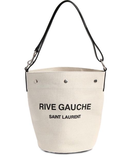 Saint Laurent Seau Rive Gauche Linen Bucket Bag | Lyst