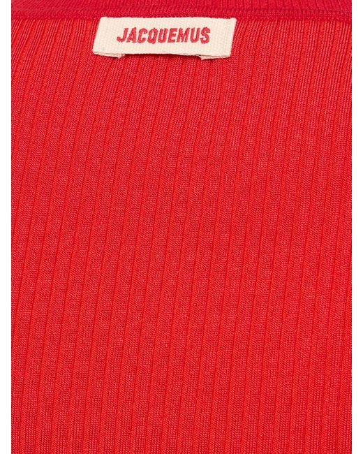 Jacquemus Red La Maille Sargas Wool Blend Rib Knit Top