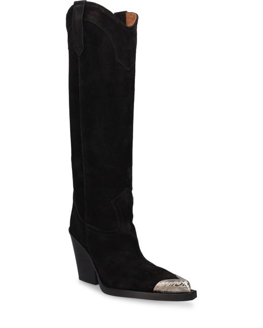 Paris Texas Black 100Mm El Dorado Suede Tall Boots