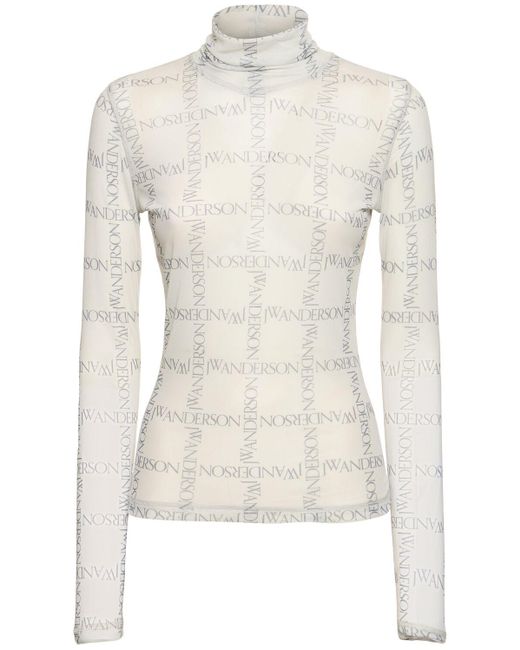 Mujer Top De Jersey Techno Con Cuello Vuelto J.W. Anderson de color White
