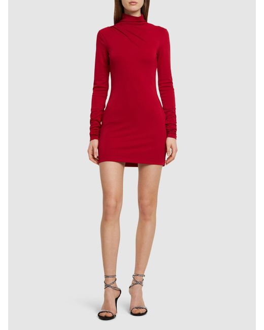 ANDAMANE Red Parker Stretch Jersey Cutout Mini Dress
