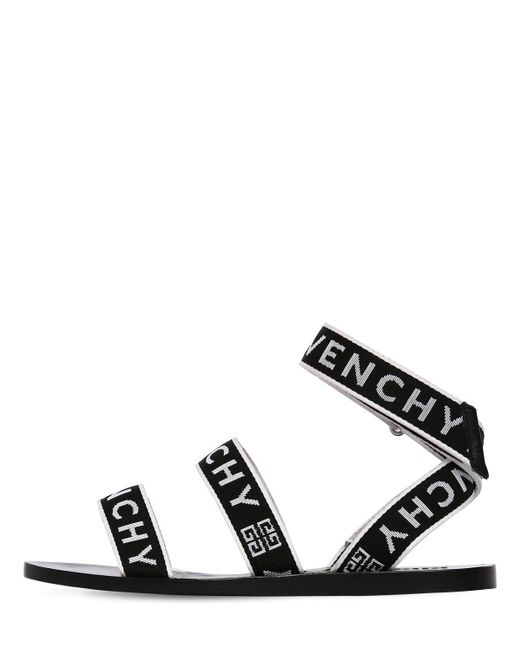 Givenchy Black 10mm Strap Logo Gros Grain Sandals