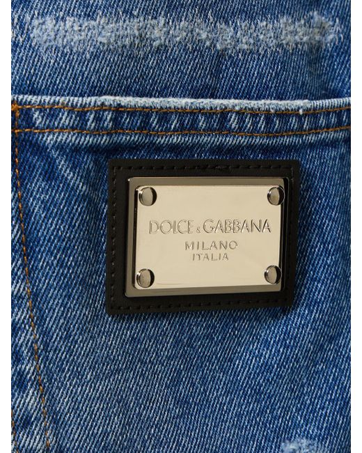 Dolce & Gabbana Blue Distressed Denim Wide Jeans for men