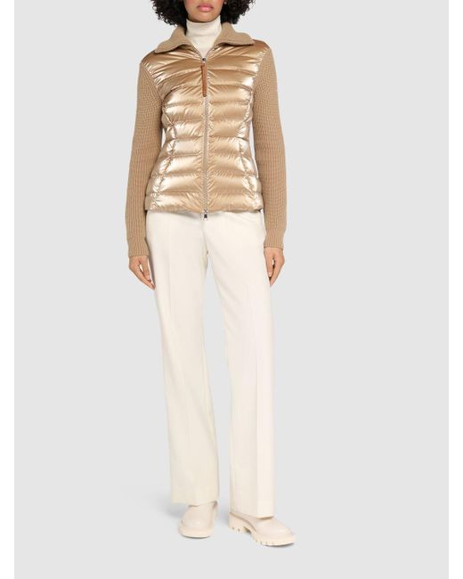 Moncler ウールブレンドパデッドダウンカーディガン Natural