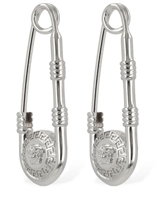 Versace Metallic Metal Logo Earrings for men