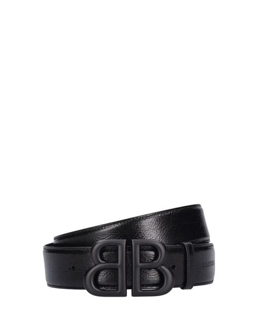Balenciaga Black Monaco Bb Leather Belt for men