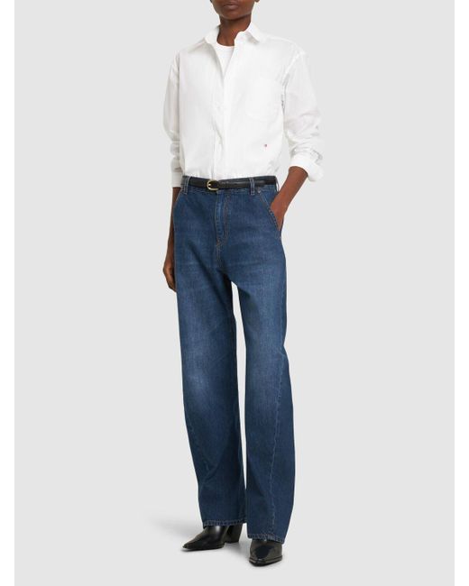 Jeans vita bassa in denim di Victoria Beckham in Blue