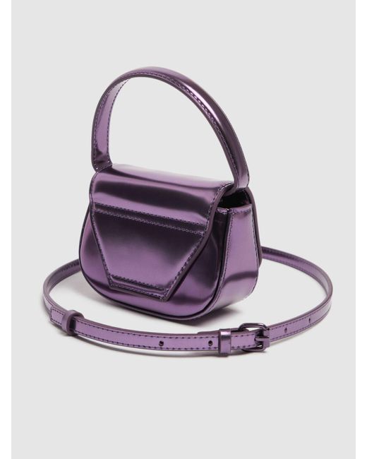 DIESEL Purple Xs 1Dr Metallic Leather Top Handle Bag Unique