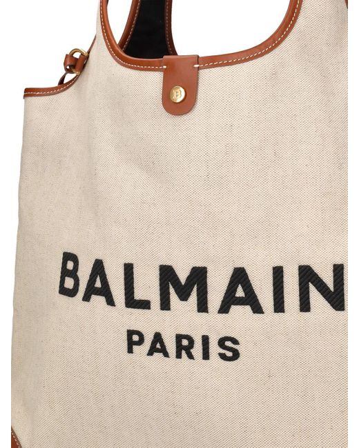 Borsa shopping b-army in tela / logo di Balmain in Natural