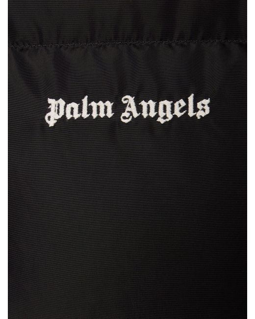 Palm Angels Black Hooded Nylon Down Track Jacket for men