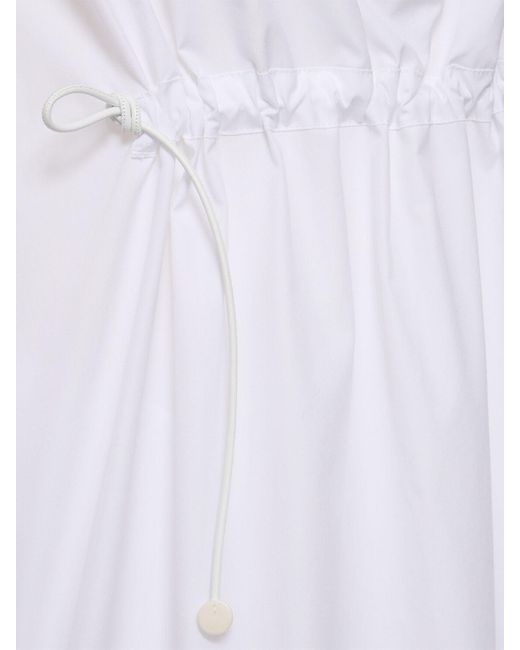 Max Mara White Cotton Poplin Drawstring Shirt Dress