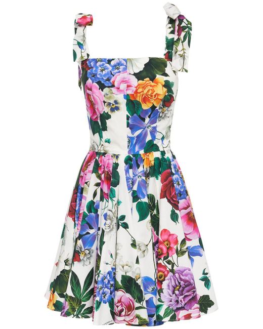 ワンピース DOLCE & GABBANA PRINTED POPLIN MINI DRESS Dolce & Gabbana Printed Poplin Mini Dress in White | Lyst