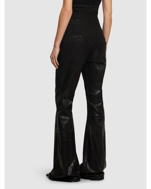 Rick Owens Black Dirty Bolan Coated Cotton Flared Pants