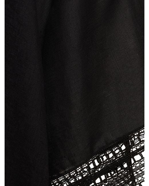 Ermanno Scervino Black Linen Long Sleeve Caftan Dress