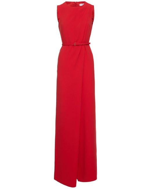 Max Mara Red Sondrio Belted Cady Long Jumpsuit