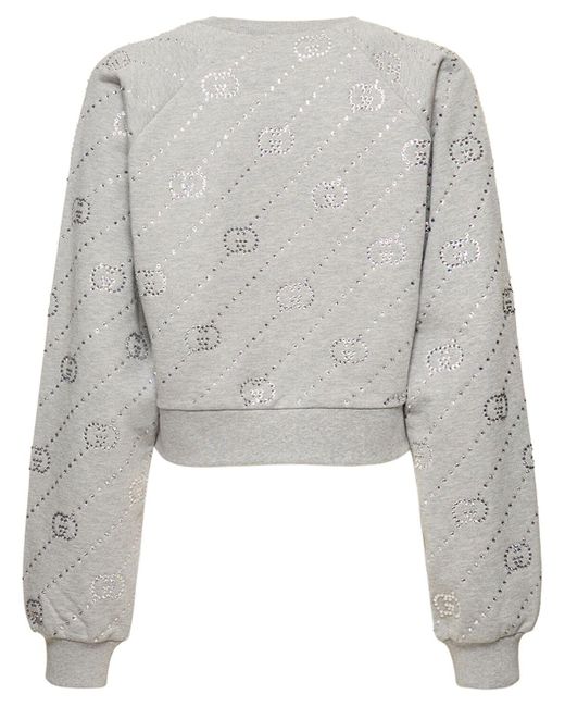 Felpa cropped in jersey di cotone gg di Gucci in Gray