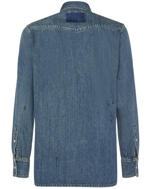 Camicia regular fit journey in cotone washed di Golden Goose Deluxe Brand in Blue da Uomo