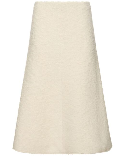 Chloé Natural Boiled Wool Blend Bouclé Midi Skirt