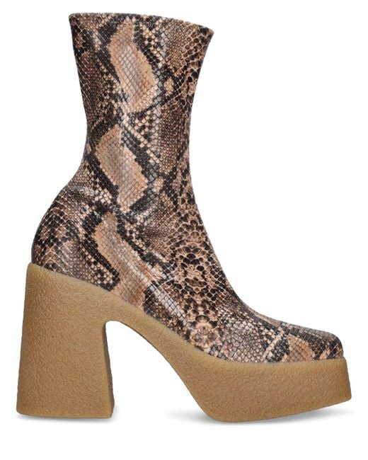 Stella McCartney Brown 115mm Skyla Python Print Ankle Boots