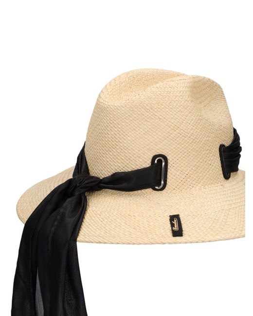 Borsalino Black Samantha Straw Panama Hat