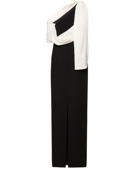 Robe longue asymétrique en cady stretch Roland Mouret en coloris Black