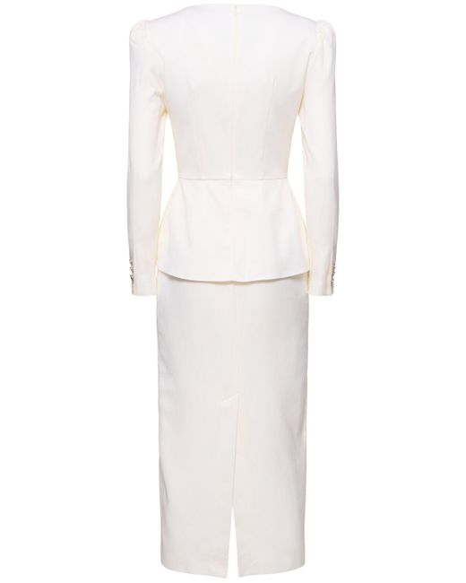 Alessandra Rich White Doppelreihiges Kleid Aus Leichter Wolle