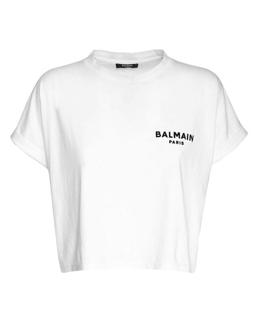 Balmain コットンクロップドtシャツ White