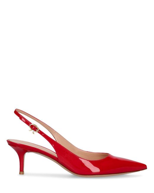 Gianvito Rossi Red 55Mm Ribbon Patent Leather Pumps