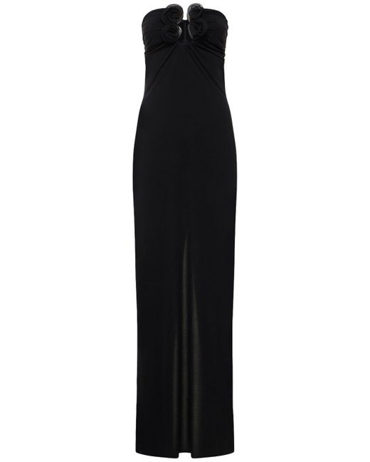 Magda Butrym Black Draped Jersey Long Dress
