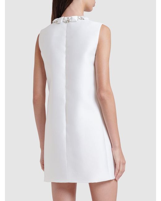Versace White Silk Blend Duchesse Mini Dress