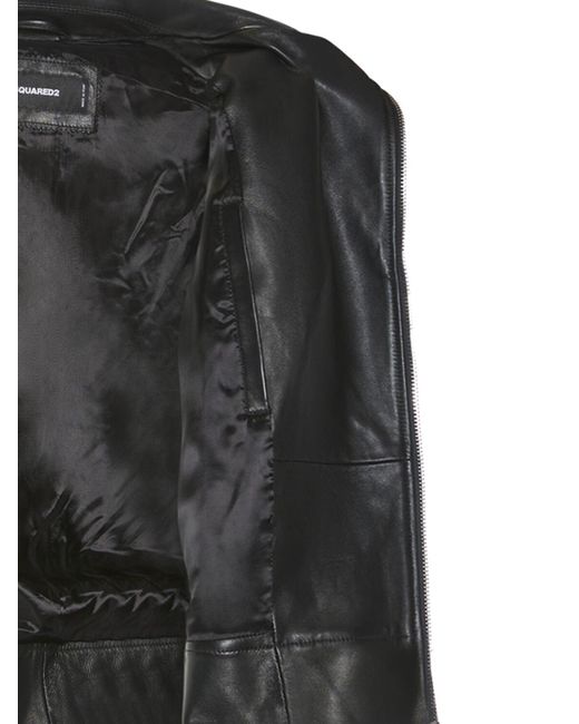 DSquared² Black Kiodo Leather Zip Jacket for men