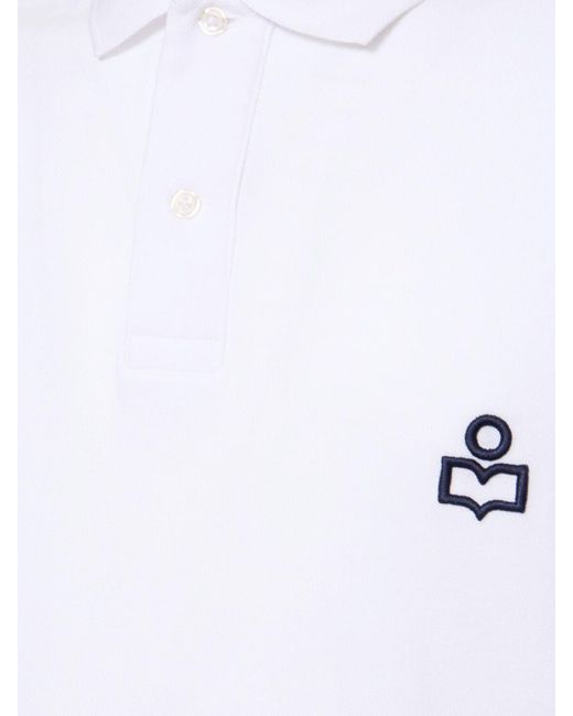 Isabel Marant White Embroidered Logo Cotton Piquet Polo for men