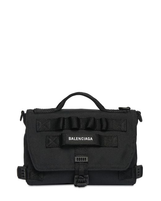 Balenciaga Black Army Recycled Nylon Messenger Bag for men