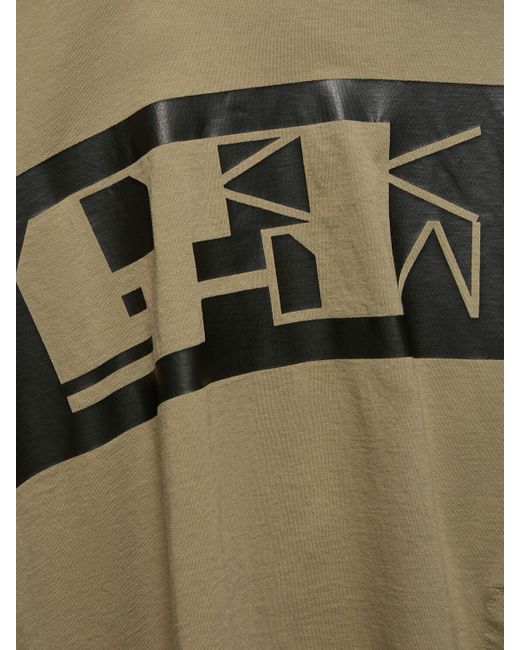Rick Owens Green Logo Printed Cotton Jersey T-shirt for men