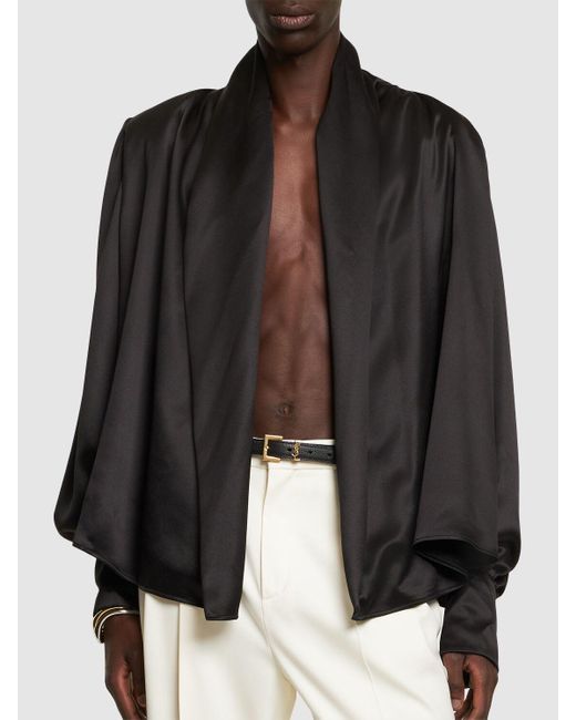 Camicia fluida in seta di Saint Laurent in Black da Uomo