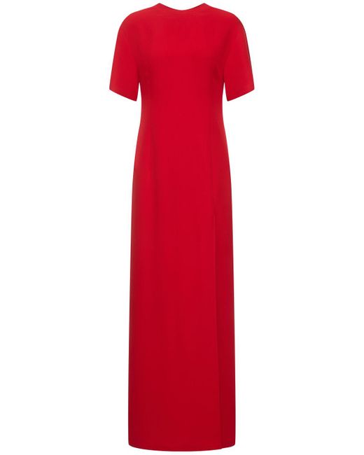 Valentino Red Langes Kleid Aus Seidencady