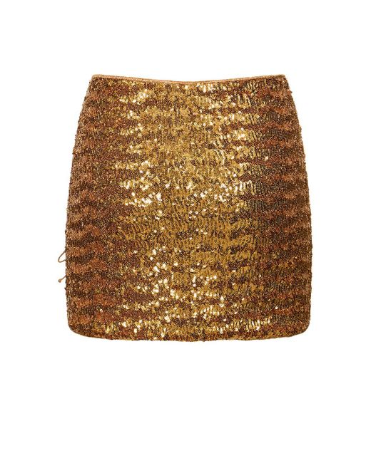 Oseree Natural Paillettes Sequined Slit Mini Skirt