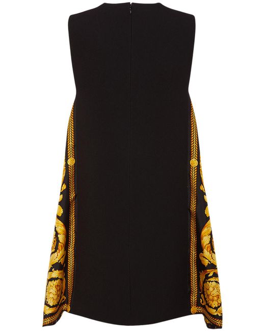 Versace Black Barocco Envers Satin Mini Dress