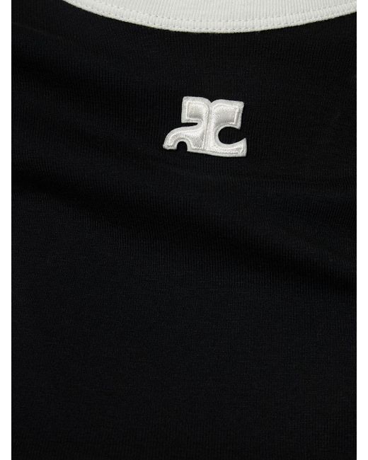 Courreges Black Contrast Logo Cotton T-shirt