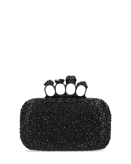 Clutch con cuatro anillos Alexander McQueen de color Black